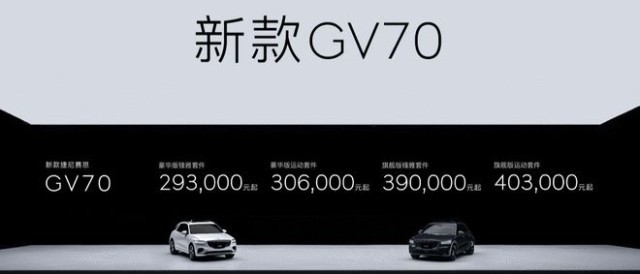 标配2.5T科技感升级 新款捷尼赛思GV70售29.3万起